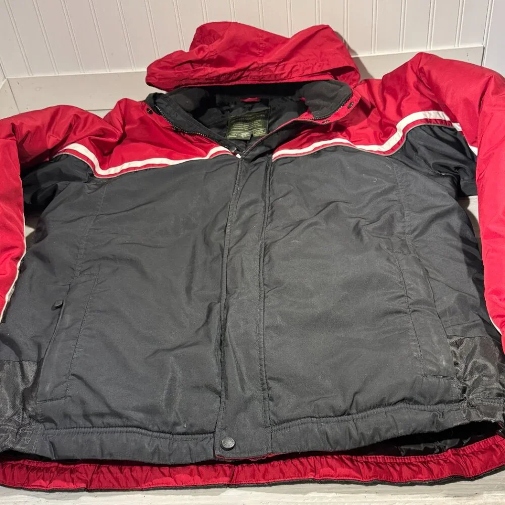 Eddie Bauer Premium Goose Down Insulated Jacket w Hood Men's Sz LT Skiing Hiking